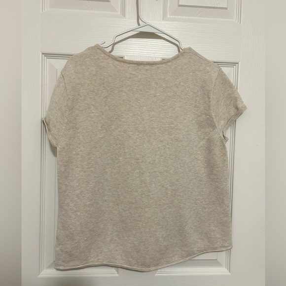 Ralph Lauren short sleeve cotton beige grey V-neck sweater with knot buttons- XL - Picture 5 of 5